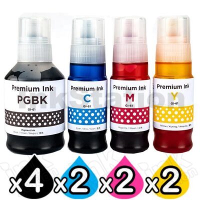 10-Pack Compatible Canon GI61 Ink Bottle [4BK,2C,2M,2Y]