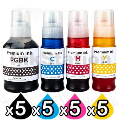 20-Pack Compatible Canon GI61 Ink Bottle [5BK,5C,5M,5Y]
