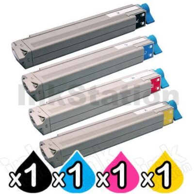 4 Pack Oki C910 Compatible Toner Cartridge Combo 44036040 - 44036037 [1BK,1C,1M,1Y]