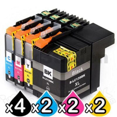 10 Pack Compatible Brother LC-139XLBK + LC-135XLC/M/Y Ink Cartridge Set [4BK,2C,2M,2Y]