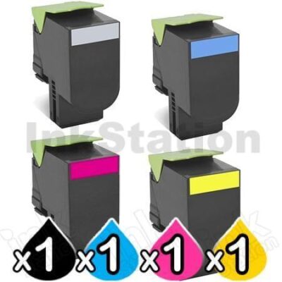 4 Pack Lexmark Compatible CX310 / CX410 / CX510 Toner Cartridges Standard Yield - 1 x BK 2,500 pages, 1 x C/M/Y 2,000 pages