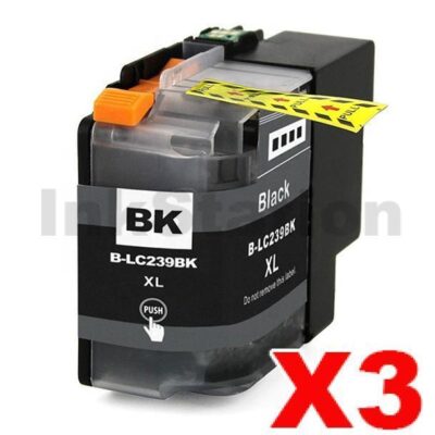 3 x Brother LC-239XLBK High Yield Black Compatible Ink Cartridge - 2,400 pages