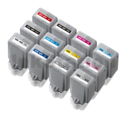 12 Pack Compatible Canon PFI-1000 Ink Cartridge Set [MBK+C+M+Y+GY+PBK+PC+PM+PGY+B+R+CO]