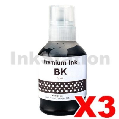 3 x Compatible Canon GI-66BK Black Ink Bottle 170ml - 6,000 pages