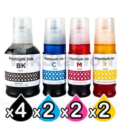 10-Pack Compatible Canon GI-66 Ink Bottle Combo [4BK,2C,2M,2Y]