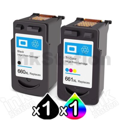 2-Pack Canon PG-660XL CL-661XL Compatible High Yield Ink Cartridges Combo [1Black + 1Colour]