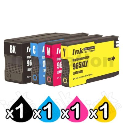 4 Pack HP 965XL Compatible High Yield Inkjet Cartridge Combo 3JA81AA - 3JA84AA [1BK,1C,1M,1Y]