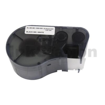 Compatible Brady MC-1000-595-WT-BK Black on White Vinyl Label Tape 25.4mm x 7.6m