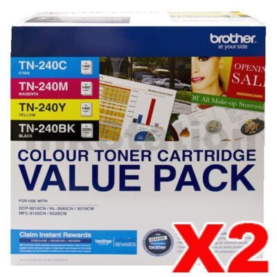 2 x Value Pack - Brother TN-240CL4PK Genuine Toner [2BK,2C,2M,2Y]