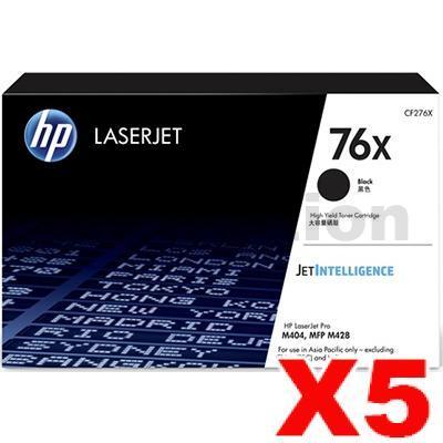 5 x HP 76X CF276X High Yield Genuine Black Toner Cartridge - 10,000 Pages