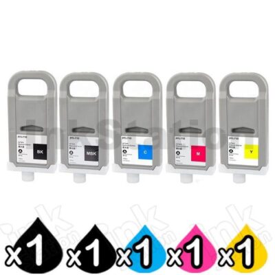 5 Pack Canon PFI-710 Compatible Ink Cartridge Combo [1BK,1MBK,1C,1M,1Y]