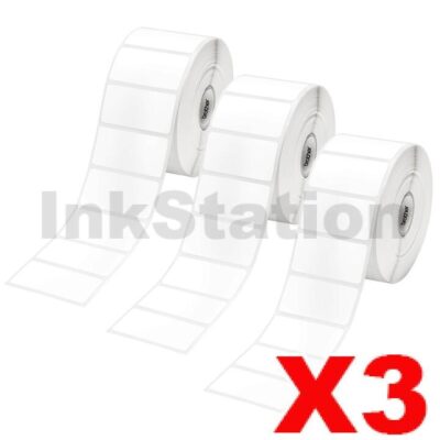 3 x Brother RD-S05C1 Genuine Black Text on White Die Cut Label Roll 51mm x 25mm - 1500 labels per roll (9 Rolls in total)