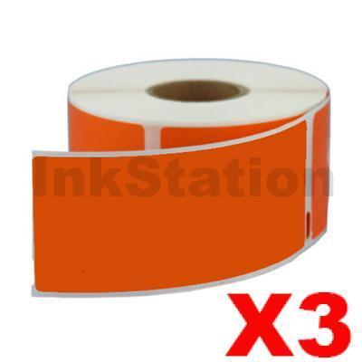 3 x Dymo SD99012 Compatible Orange Label Roll 36mm x 89mm - 260 labels per roll