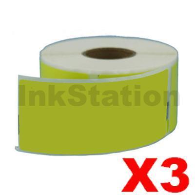 3 x Dymo SD99012 Compatible Yellow Label Roll 36mm x 89mm - 260 labels per roll