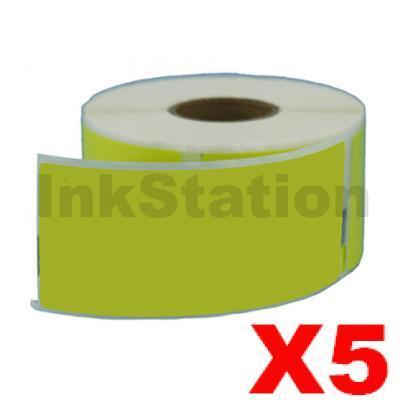 5 x Dymo SD99012 Compatible Yellow Label Roll 36mm x 89mm - 260 labels per roll