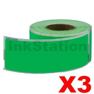 3 x Dymo SD99010 Compatible Green Label Roll 28mm x 89mm - 130 labels per roll