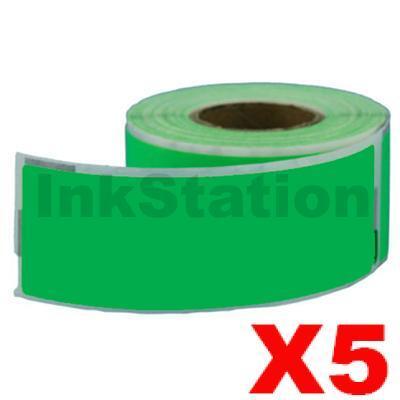 5 x Dymo SD99010 Compatible Green Label Roll 28mm x 89mm - 130 labels per roll