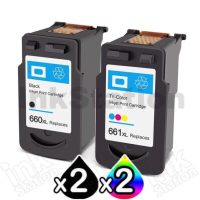 4-Pack Canon PG-660XL CL-661XL Compatible High Yield Ink Cartridges Combo [2Black + 2Colour]