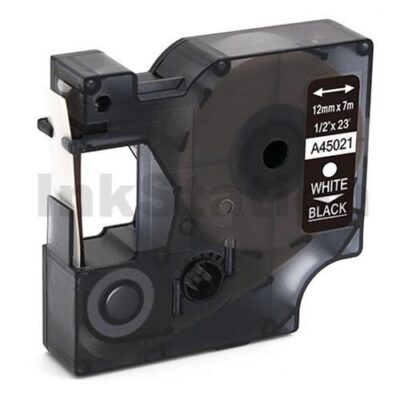 Dymo SD45021 / S0720610 Compatible 12mm White Text on Black Label Cassette - 7 meters