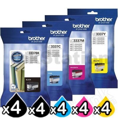 20 Pack Brother LC-3337 Genuine High Yield Ink Cartridge Combo [5BK, 5C, 5M, 5Y]