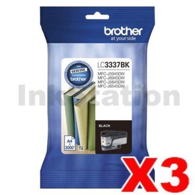 3 x Brother LC-3337BK Genuine High Yield Black Ink Cartridge - 3,000 pages