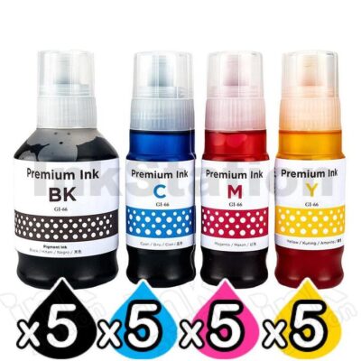 20-Pack Compatible Canon GI-66 Ink Bottle Combo [5BK,5C,5M,5Y]