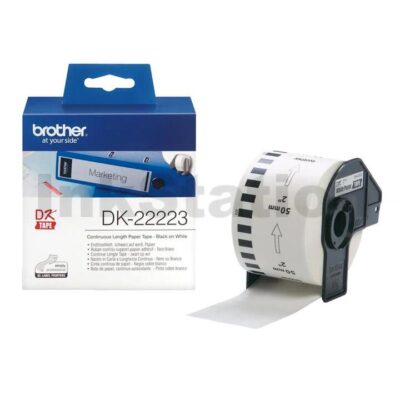 Brother DK-22223 Genuine Black Text on White Continuous Paper Label Roll 50mm x 30.48m