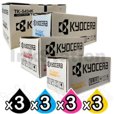 3 Sets of 4 Pack Genuine Kyocera TK-5434 Toner Cartridge ECOSYS PA2100, MA2100 [3BK,3C,3M,3Y]