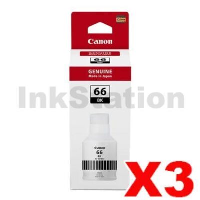 3 x Genuine Canon GI-66BK Black Ink Bottle - 6,000 pages