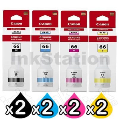 8-Pack Genuine Canon GI-66 Ink Bottle Combo [2BK,2C,2M,2Y]