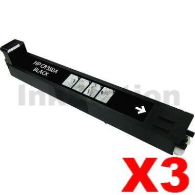 3 x HP CB380A (823A) Compatible Black Toner Cartridge - 16,500 Pages
