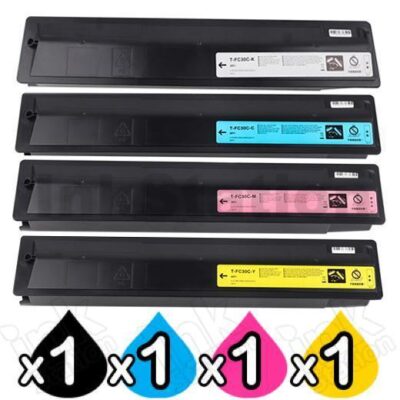 4-Pack Compatible Toshiba e-Studio 2505AC, 3005AC, 3505AC, 4505AC, 5005AC Toner Cartridges Combo T-FC505 [BK+C+M+Y]