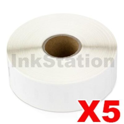 5 x Dymo 1933081 Compatible Durable Industrial White Label Roll 25mm x 89mm - 350 labels per roll