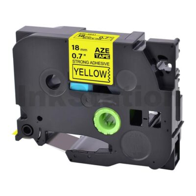 Brother TZe-S641 Compatible 18mm Black Text on Yellow Strong Adhesive Laminated Tape - 8 metres