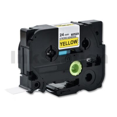 Brother TZe-S651 Compatible 24mm Black Text on Yellow Strong Adhesive Laminated Tape - 8 metres