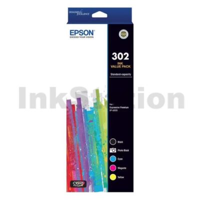 Epson 302 (C13T01W792) Genuine Ink Cartridge Value Pack [1BK+1PBK+1C+1M+1Y]
