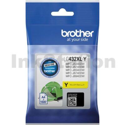 Brother LC-432XLY Genuine Yellow High Yield Ink Cartridge - 1,500 pages