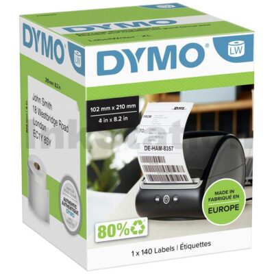 Dymo 2166659 Genuine White Label Roll 102mm x 210mm - 140 labels per roll