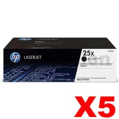 5 x HP CF325X (25X) Genuine Black Toner Cartridge - 40,000 Pages