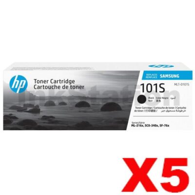 5 x Samsung ML2160/2165W, SCX3405F/FW (MLT-D101S 101) Genuine Black Toner Cartridge SU698A - 1,500 pages