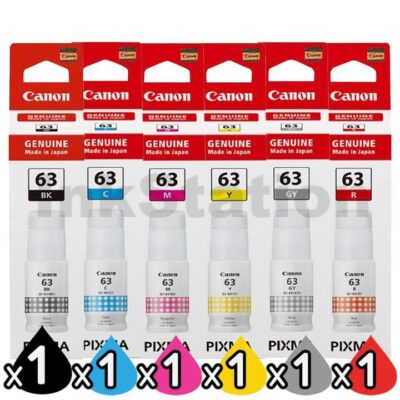 6-Pack Genuine Canon GI63 Ink Bottle [1BK,1C,1M,1Y,1GY,1R]