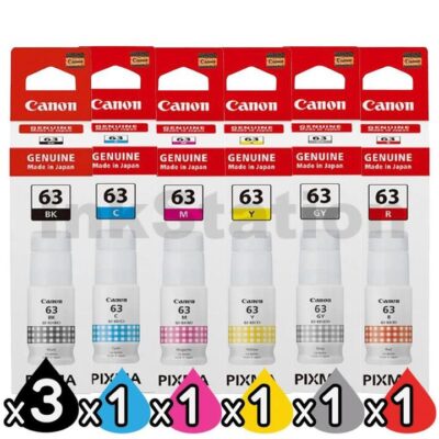 8-Pack Genuine Canon GI63 Ink Bottle [3BK,1C,1M,1Y,1GY,1R]
