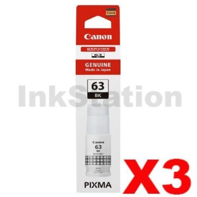 3 x Genuine Canon GI63BK Black Ink Bottle - 3,700 pages