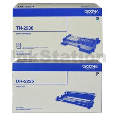 Brother Genuine TN-2230 Toner Cartridge + Genuine DR-2225 Drum Unit Combo
