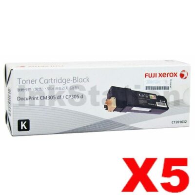 5 x Fuji Xerox DocuPrint CP305d,CM305df Genuine Black Toner Cartridge - 3,000 pages (CT201632)