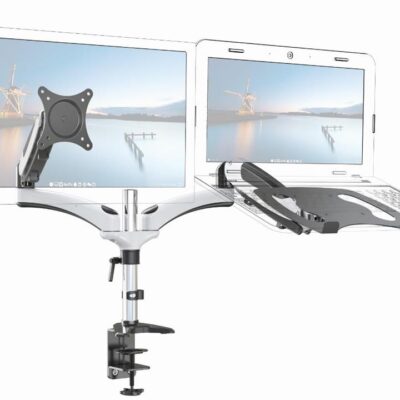 VisionMounts VM-LCD-GM124D-NB - GasSpring DeskClamp Aluminium Single Monitor&NoteBook Holder - up to 27"/Tilt/Swivel/VESA75/100