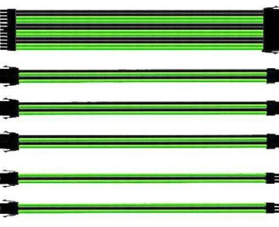 Cooler Master CMA-SEST16GRBK1-GL Sleeved Extension Cable Kit- Green/Black, 30cm