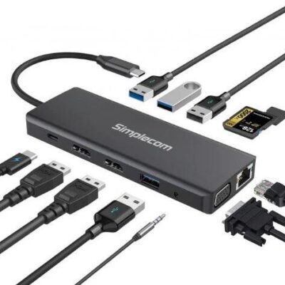 Simplecom CHN612 USB-C 12-in-1 Multiport Dual HDMI+VGA Triple Display Docking Station