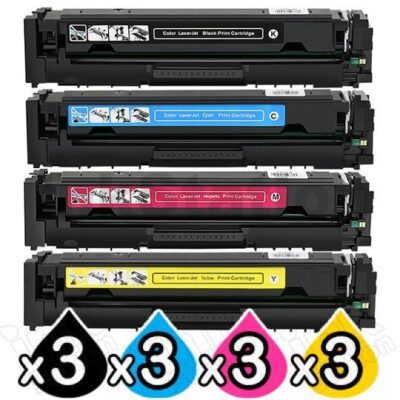 12 Pack HP 215A W2310A-W2313A Compatible Toner Cartridge Combo [3BK,3C,3M,3Y]