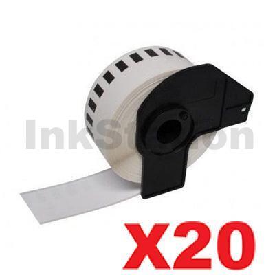 20 x Brother DK-22214 Compatible Black Text on White Continuous Paper Label Roll 12mm x 30.48m